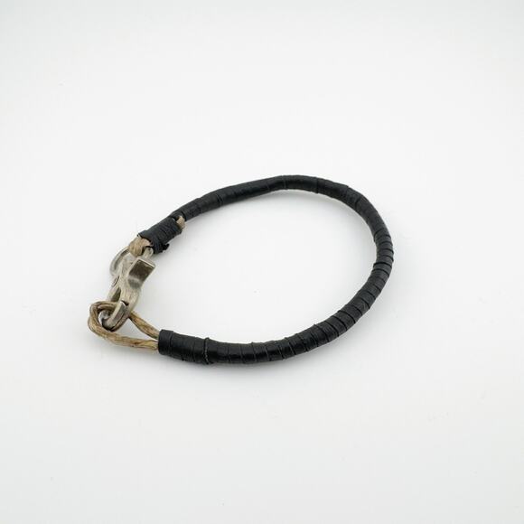 Handcrafted Nautical Rope Bracelet Leather Wrapped Silver Clasp Rustic Design - Picture 3 of 8
